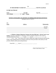 Document preview: Form 354 Notice of Hearing on Motion to Impose Departure Sentence - Kansas