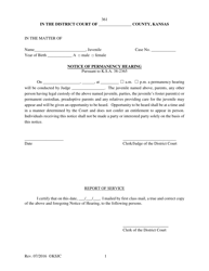 Document preview: Form 361 Notice of Permanency Hearing - Kansas