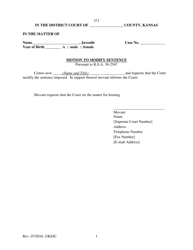 Document preview: Form 371 Motion to Modify Sentence - Kansas