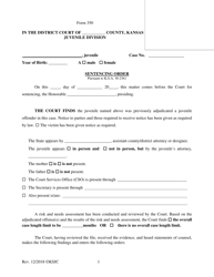 Form 350 &quot;Sentencing Order&quot; - Kansas