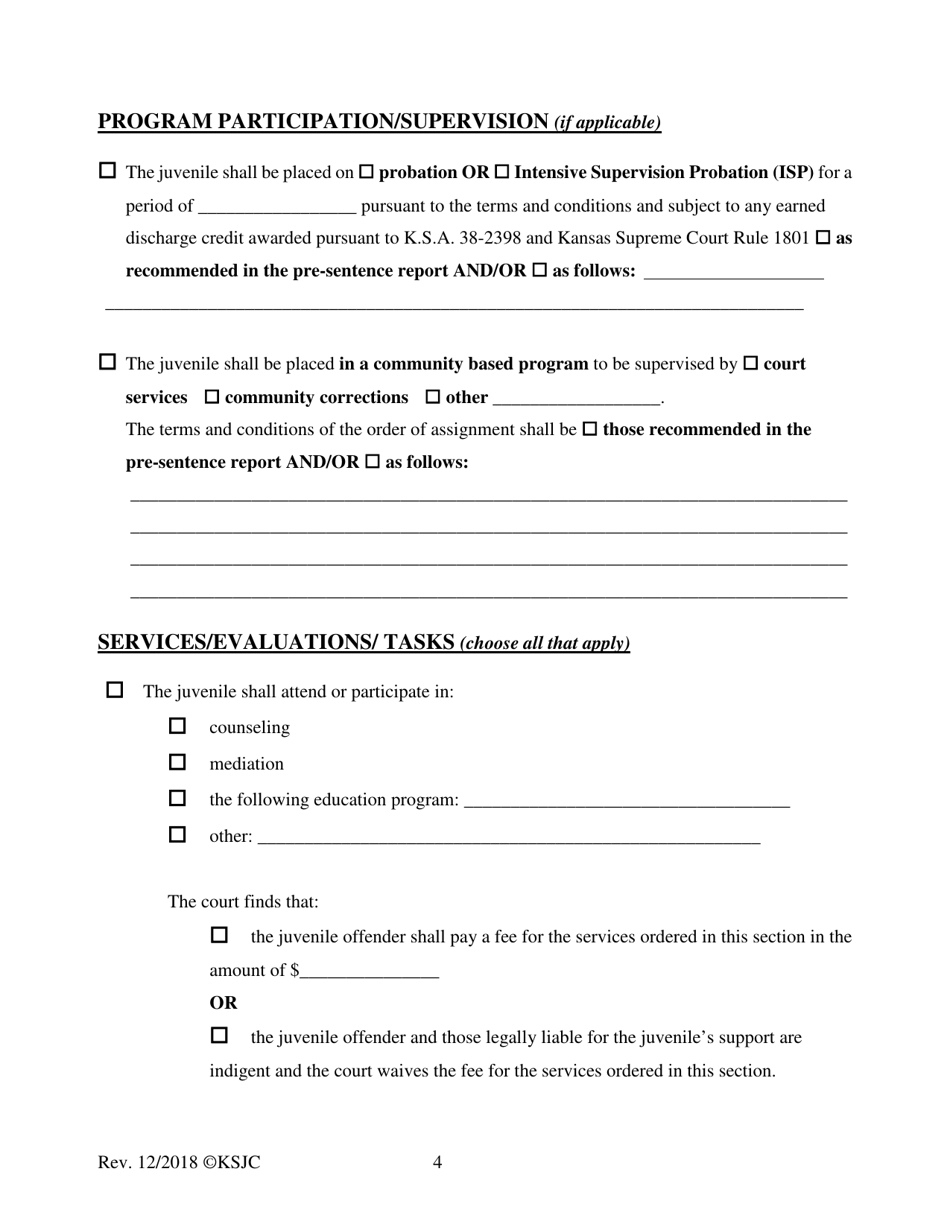 Form 350 Sentencing Order - Kansas, Page 4