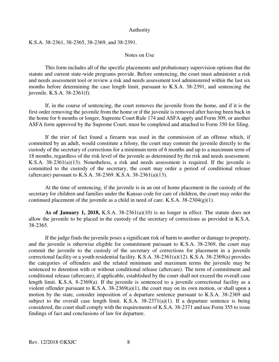 Form 350 Sentencing Order - Kansas, Page 8