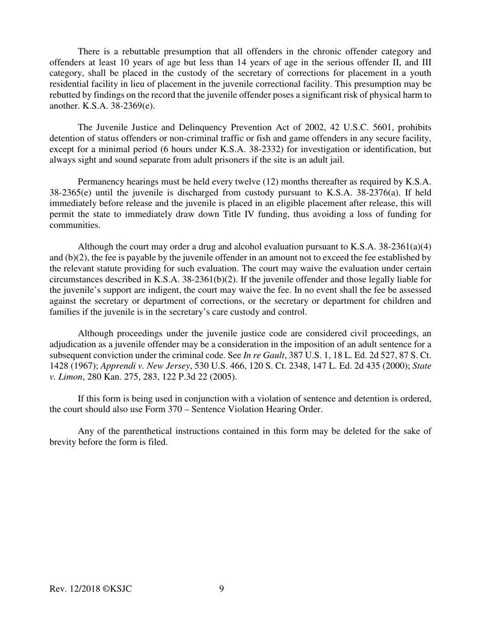 Form 350 Sentencing Order - Kansas, Page 9