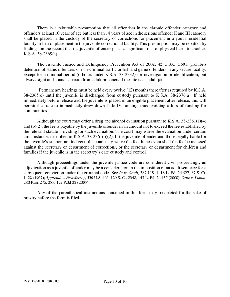 Form 342 Journal Entry of Adjudication and Sentencing - Kansas, Page 10