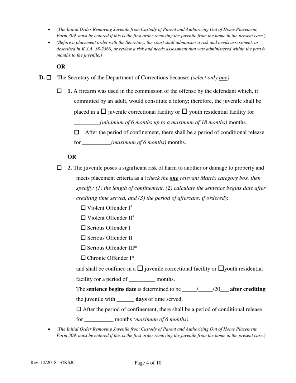 Form 342 Journal Entry of Adjudication and Sentencing - Kansas, Page 4