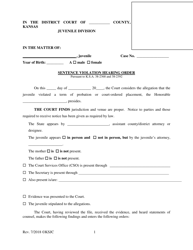 Form 370 Sentence Violation Hearing Order - Kansas