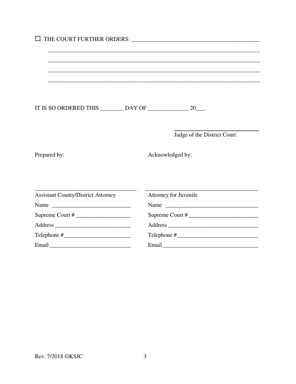 Form 370 Sentence Violation Hearing Order - Kansas, Page 3