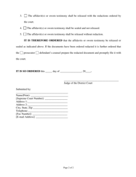Order on Request for Disclosure of an Affidavit or Sworn Testimony - Kansas, Page 2