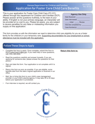 Form ES-3100FC Application for Foster Care Child Care Benefits - Kansas