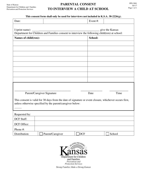 Form PPS2001 Parental Consent to Interview a Child at School - Kansas