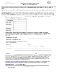 Form PPS1011 Central Registry Release of Information - Kansas