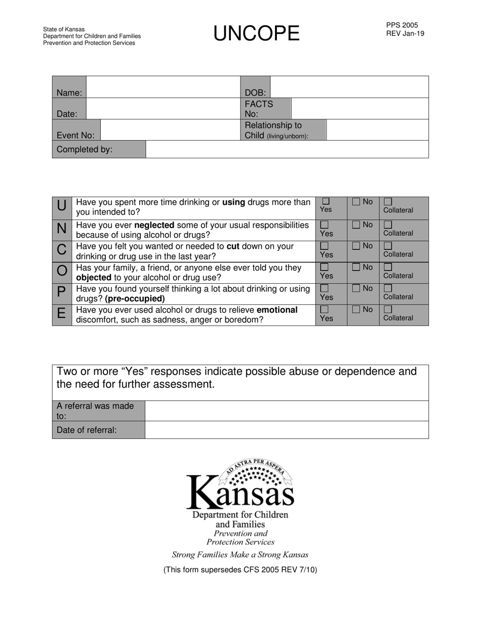 Form PPS2005 Uncope - Kansas, Page 1