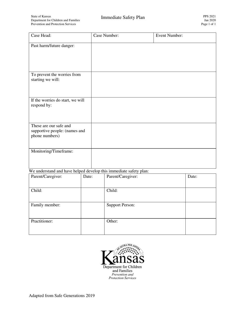 Form PPS2021 Immediate Safety Plan - Kansas, Page 1