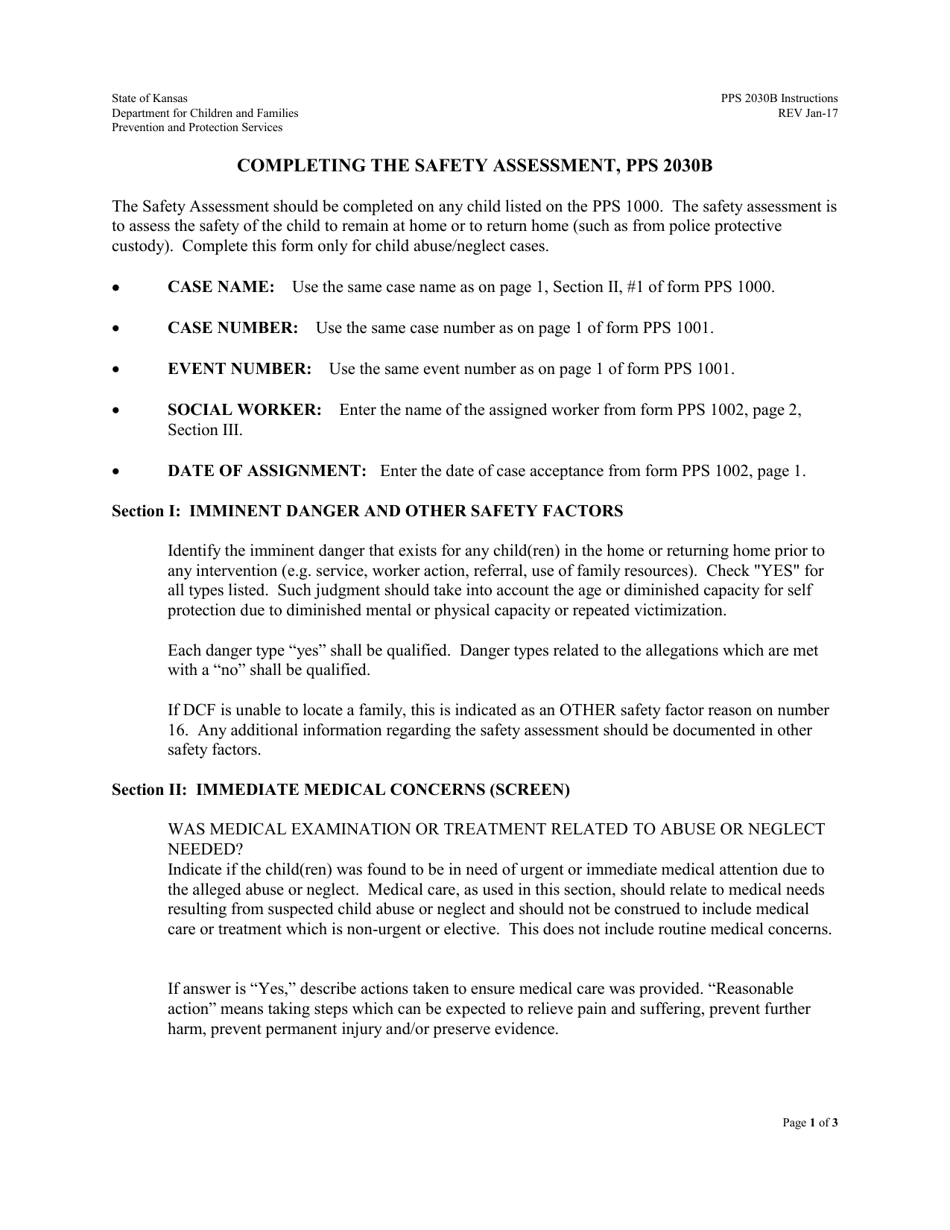 Instructions for Form PPS2030B safety Assessment - Kansas, Page 1