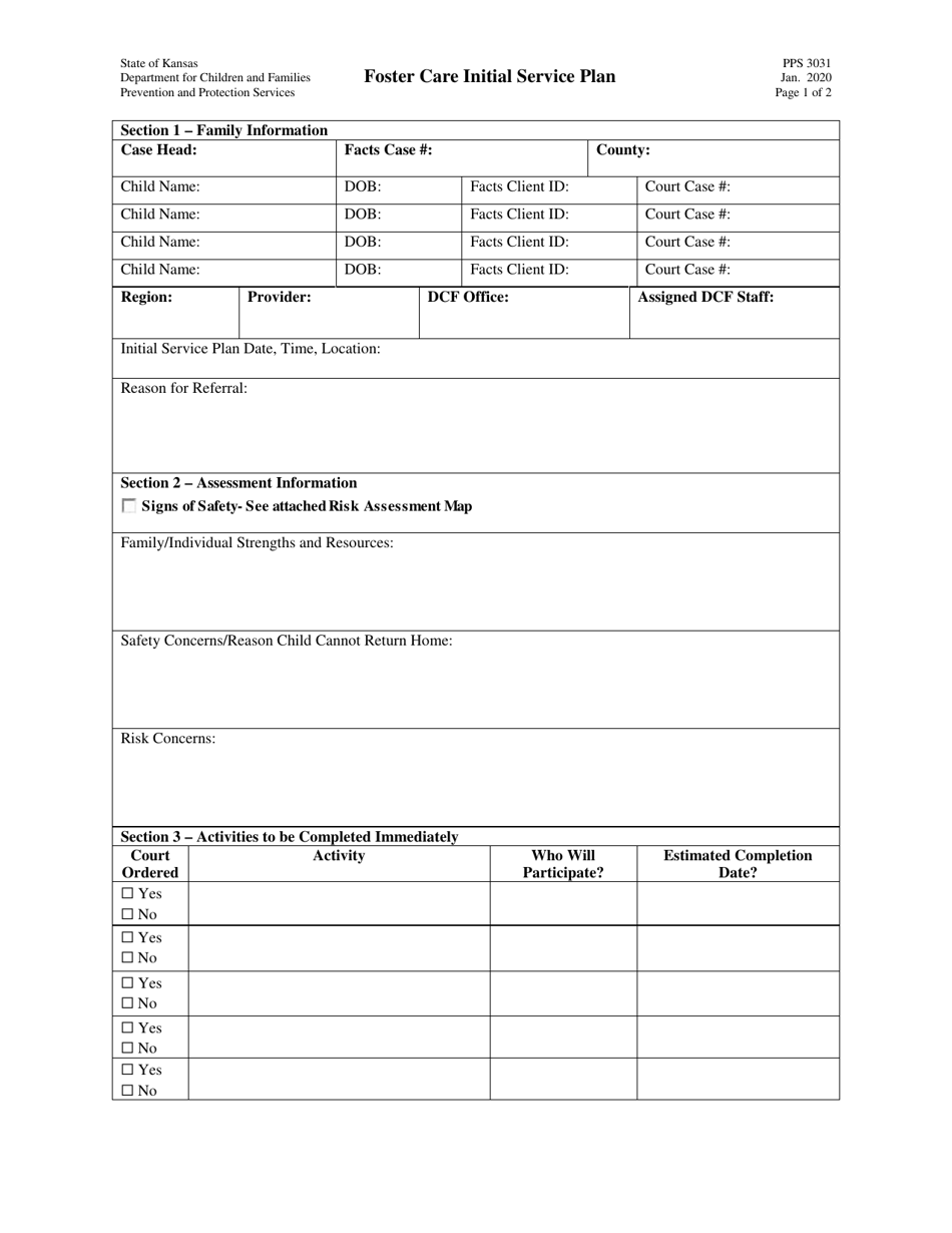 Form PPS3031 - Fill Out, Sign Online and Download Printable PDF, Kansas ...