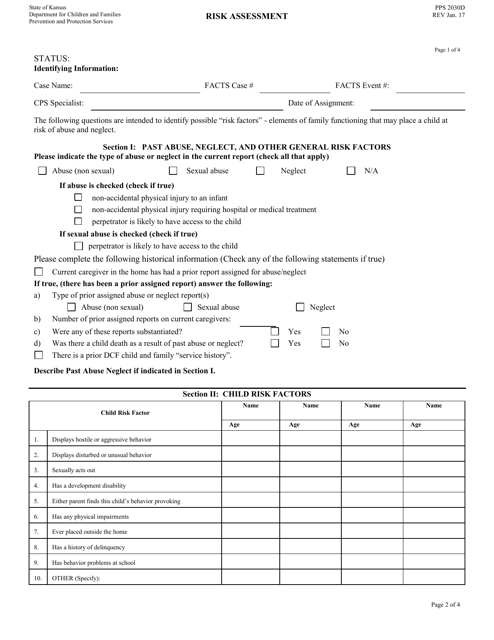 Form PPS2030D Risk Assessment - Kansas