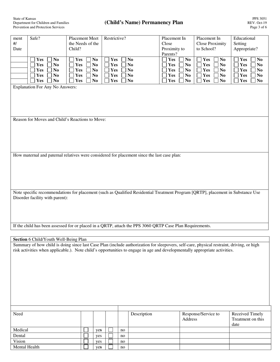 Form PPS3051 Permanency Plan - Kansas, Page 3