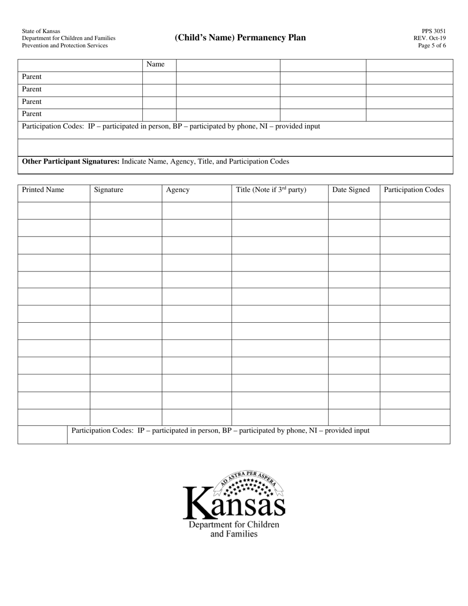 Form PPS3051 Permanency Plan - Kansas, Page 5