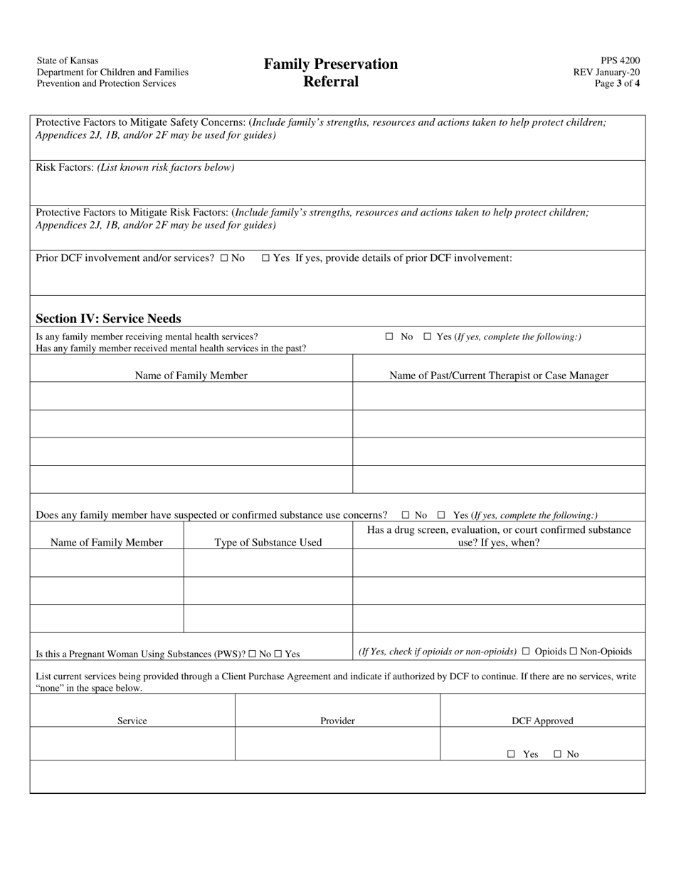 Form PPS4200 Family Preservation Referral - Kansas, Page 3