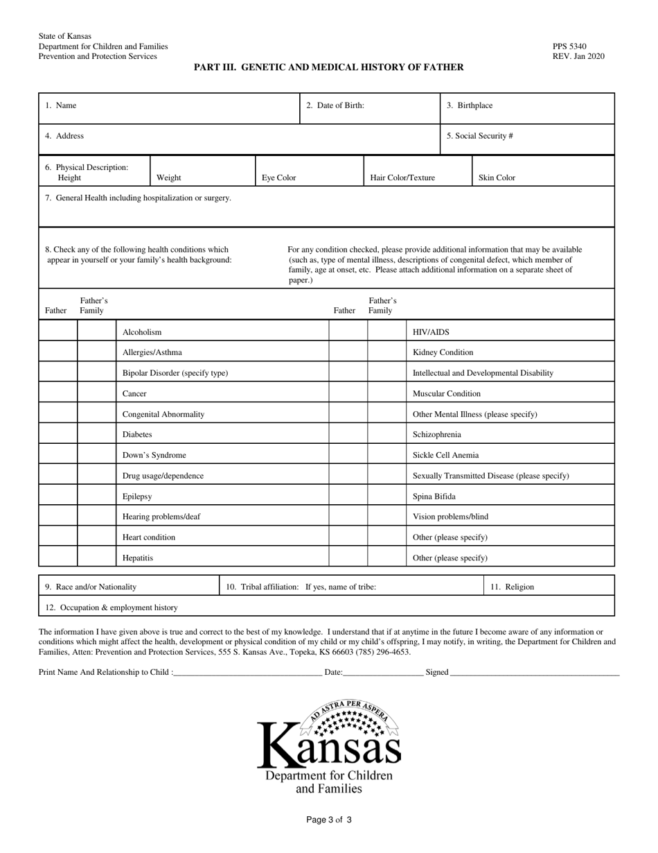 Form PPS5340 Medical and Genetic Information for Child - Kansas, Page 3