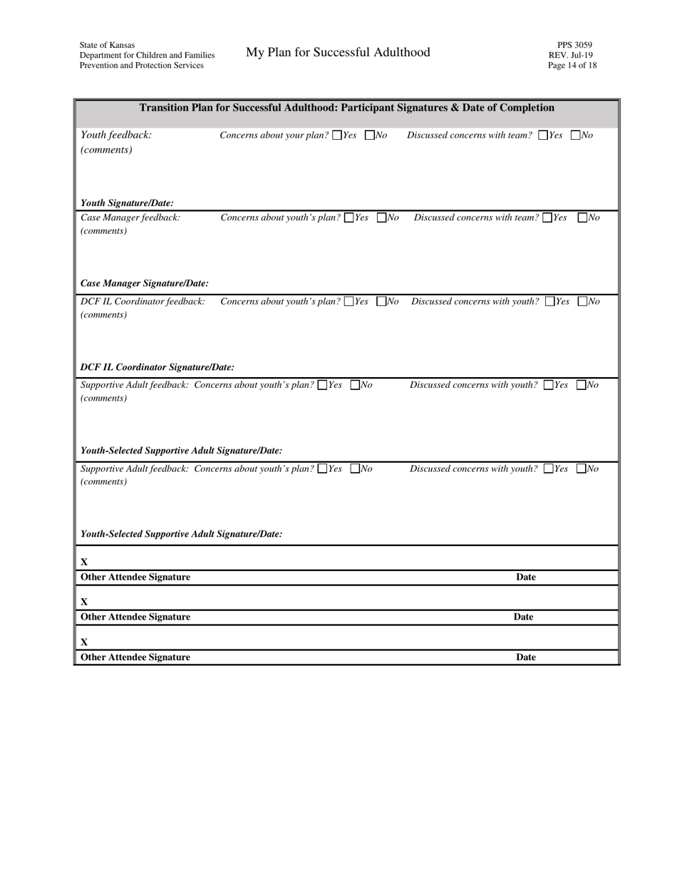 Form PPS3059 My Plan for Successful Adulthood - Kansas, Page 14