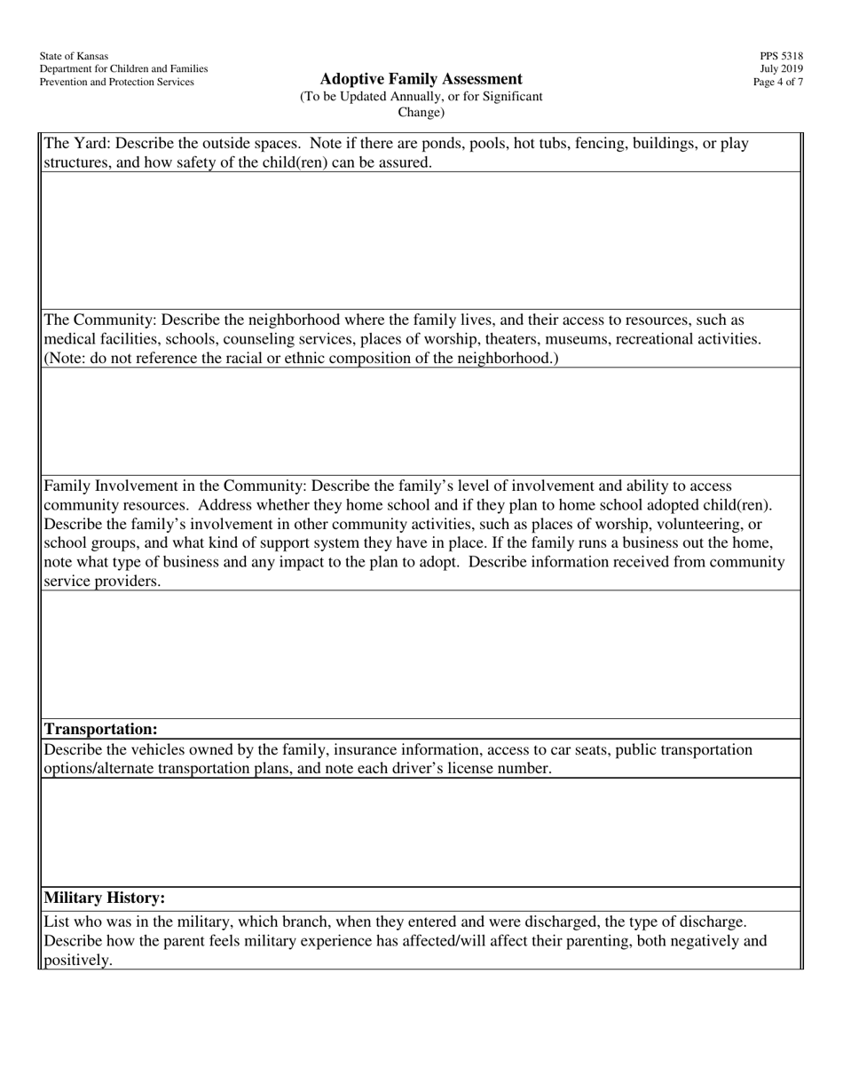 Form PPS5318 Adoptive Family Assessment - Kansas, Page 4