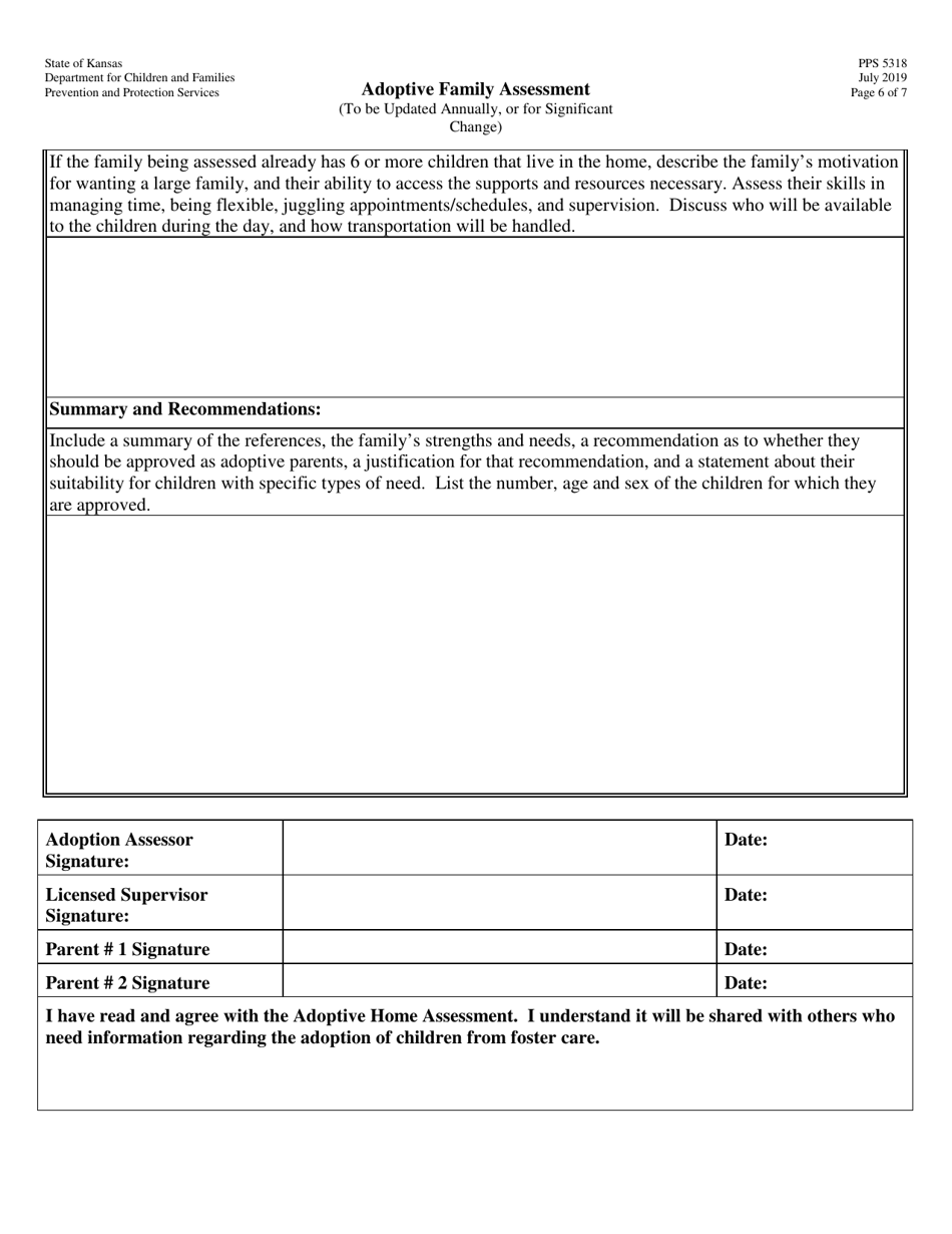 Form PPS5318 Adoptive Family Assessment - Kansas, Page 6