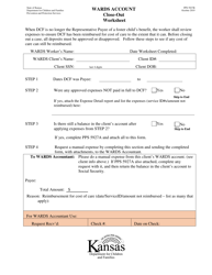 Document preview: Form PPS5927B Wards Account Close-Out Worksheet - Kansas