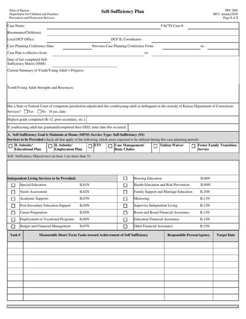 Form PPS7000 Self-sufficiency Plan - Kansas