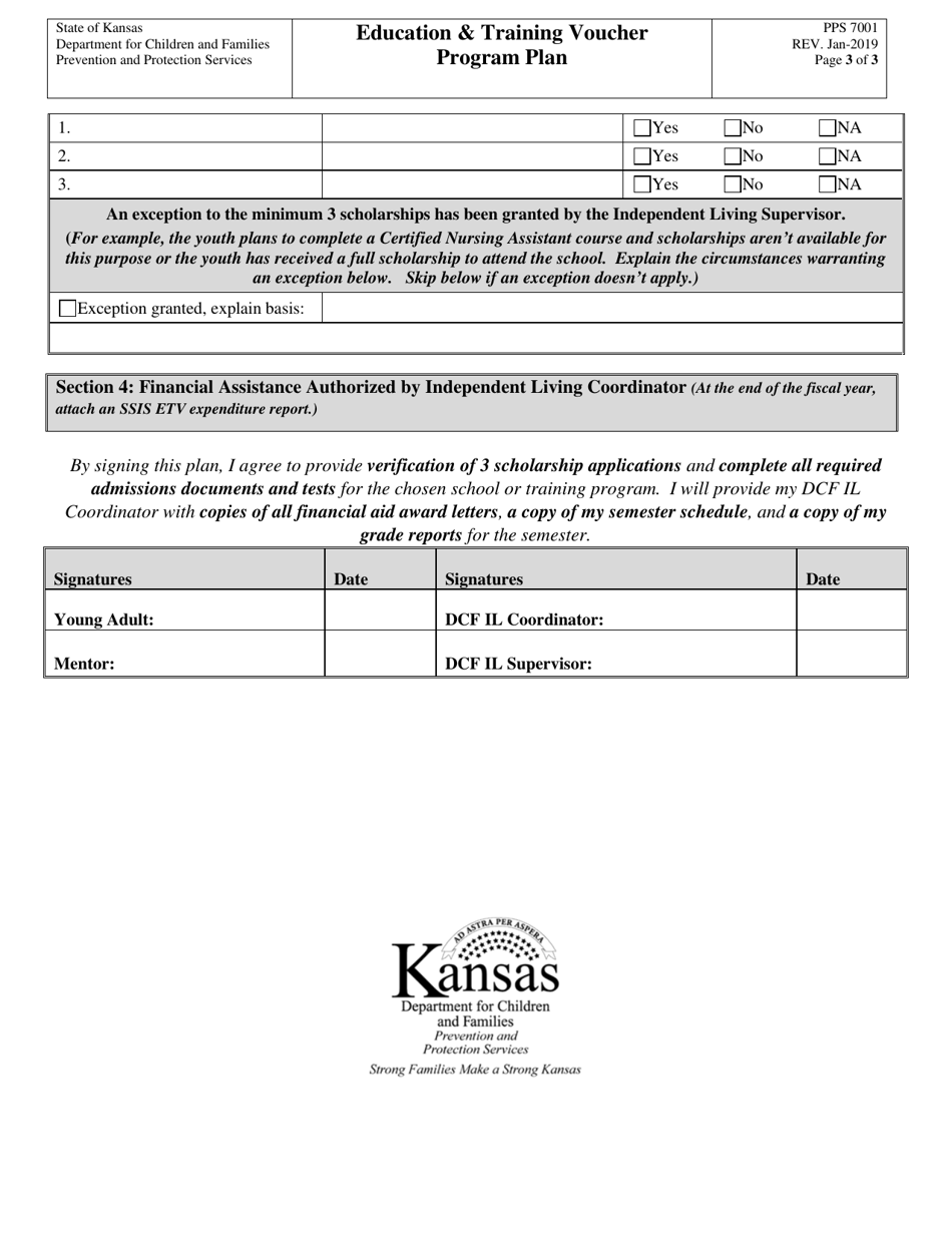 Form PPS7001 Education  Training Voucher Program Plan - Kansas, Page 3