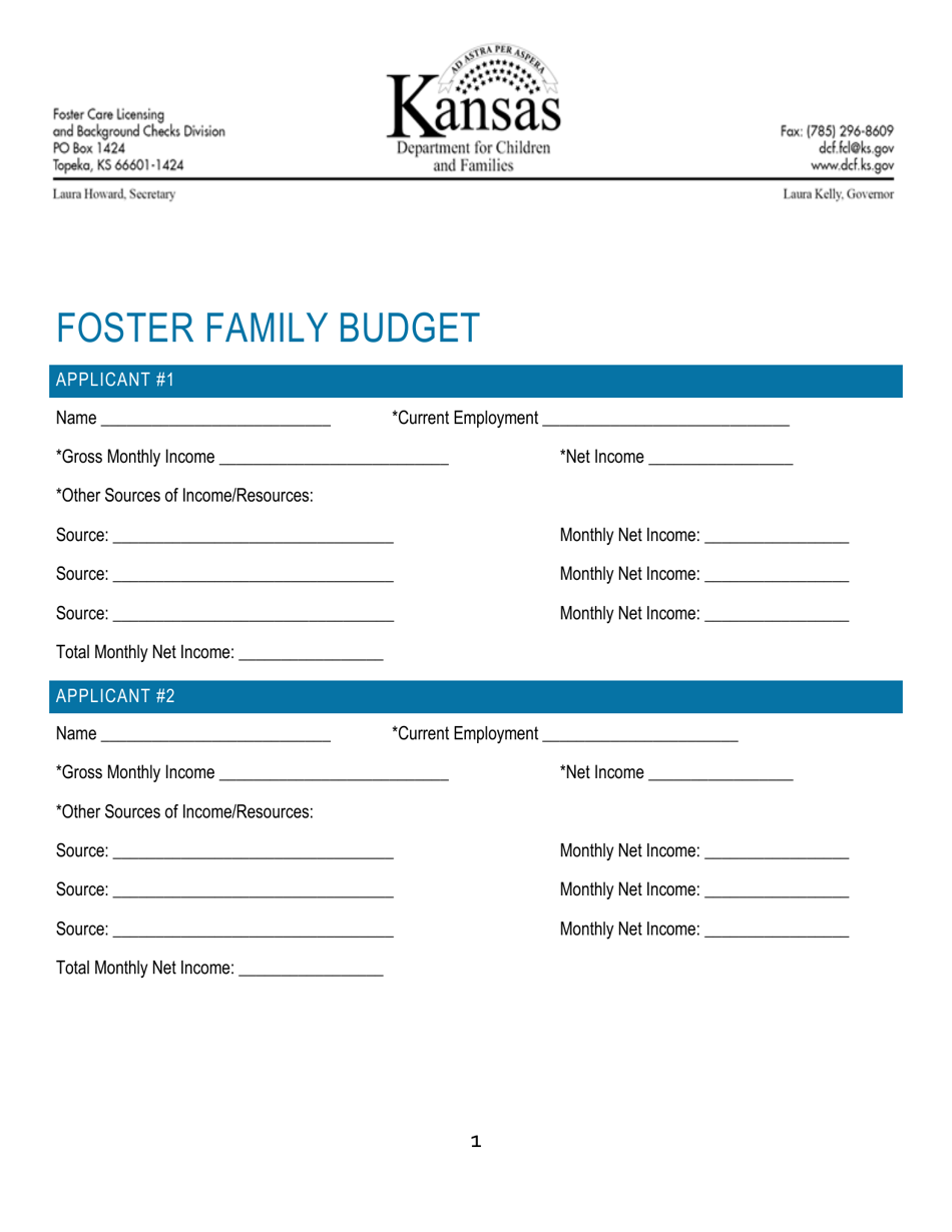 Kansas foster family budget fill out sign online and download pdf 
