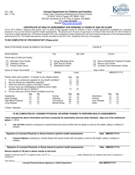 Document preview: Form FCL009 Certificate of Health Assessment for Persons 16 Years of Age or Older - Kansas