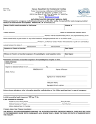 Form FCL010 &quot;Authorization for Emergency Medical Care&quot; - Kansas