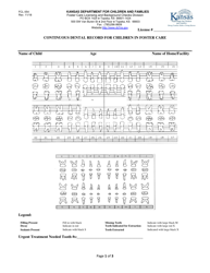 Form FCL054 &quot;Continuous Dental Record for Children in Foster Care&quot; - Kansas