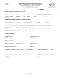 Form FCL054 Continuous Dental Record for Children in Foster Care - Kansas, Page 2