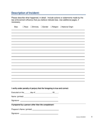 Racial or Other Biased-Based Policing Complaint Form - Kansas, Page 4