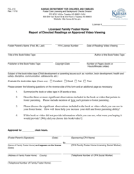 Form FCL410 &quot;Licensed Family Foster Home Report of Directed Readings or Approved Video Viewing&quot; - Kansas