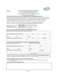 Form FCL051 Application for License to Operate a Residential Facility for Children and Youth - Kansas