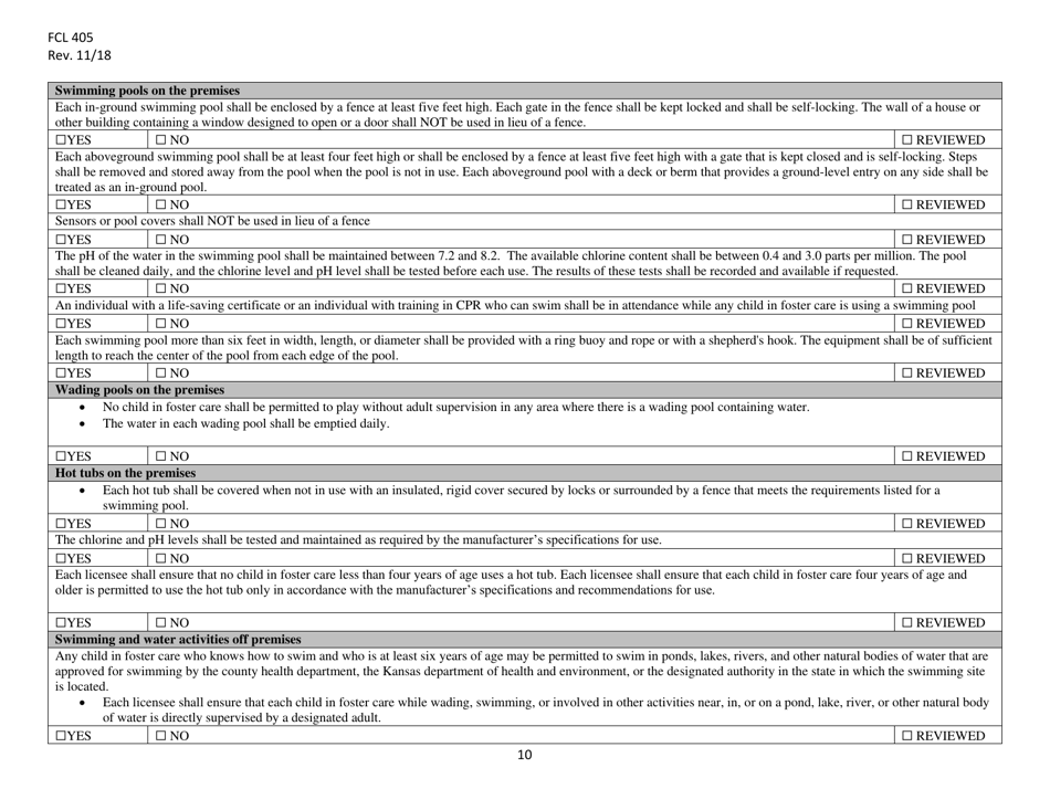 Form FCL405 Family Foster Home Self Evaluation - Kansas, Page 10