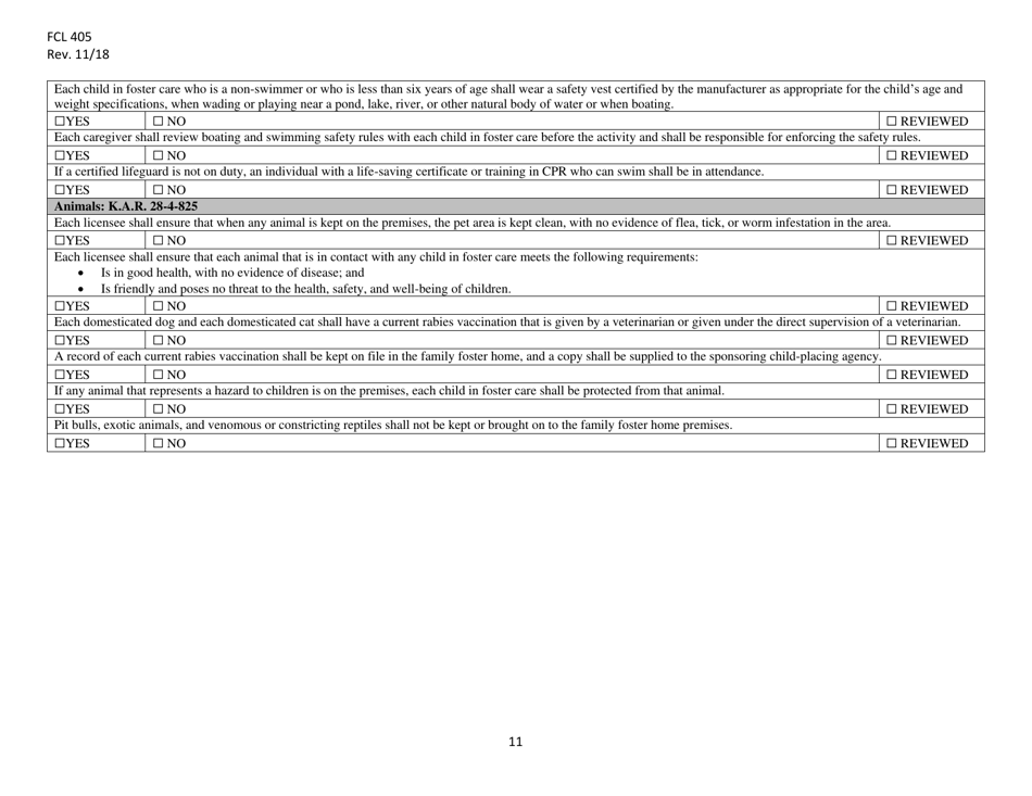 Form FCL405 Family Foster Home Self Evaluation - Kansas, Page 11