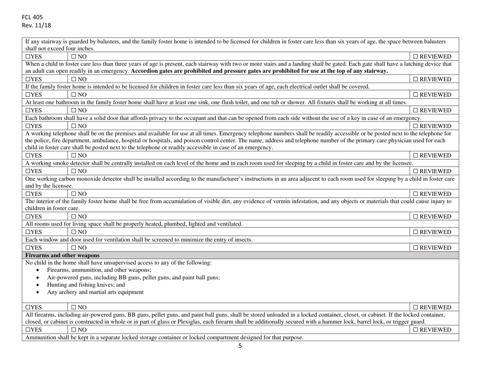 Form FCL405 Family Foster Home Self Evaluation - Kansas, Page 5