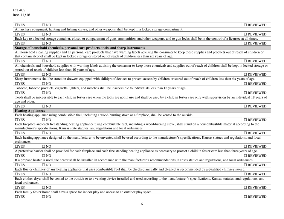 Form FCL405 Family Foster Home Self Evaluation - Kansas, Page 6