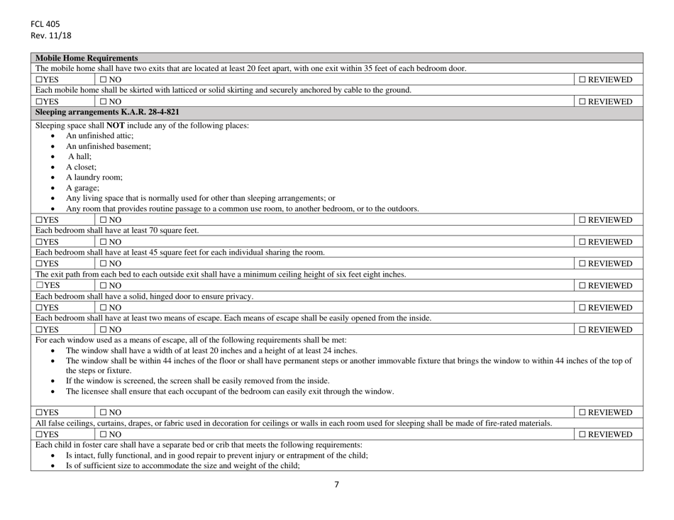Form FCL405 Family Foster Home Self Evaluation - Kansas, Page 7