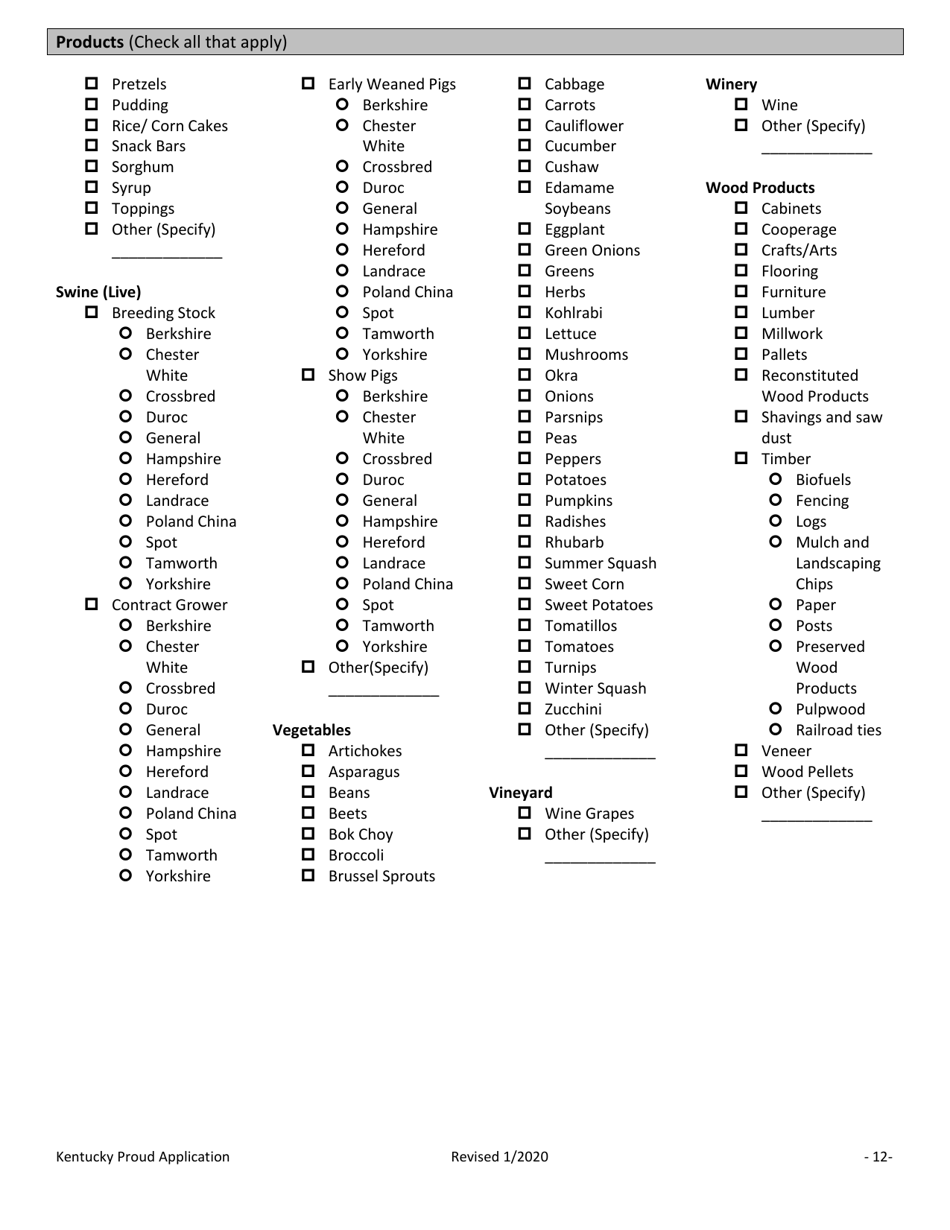 Kentucky Proud Promotional Program Application  Agreement - Kentucky, Page 12