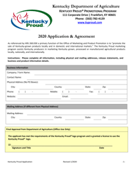 Kentucky Proud Promotional Program Application &amp; Agreement - Kentucky
