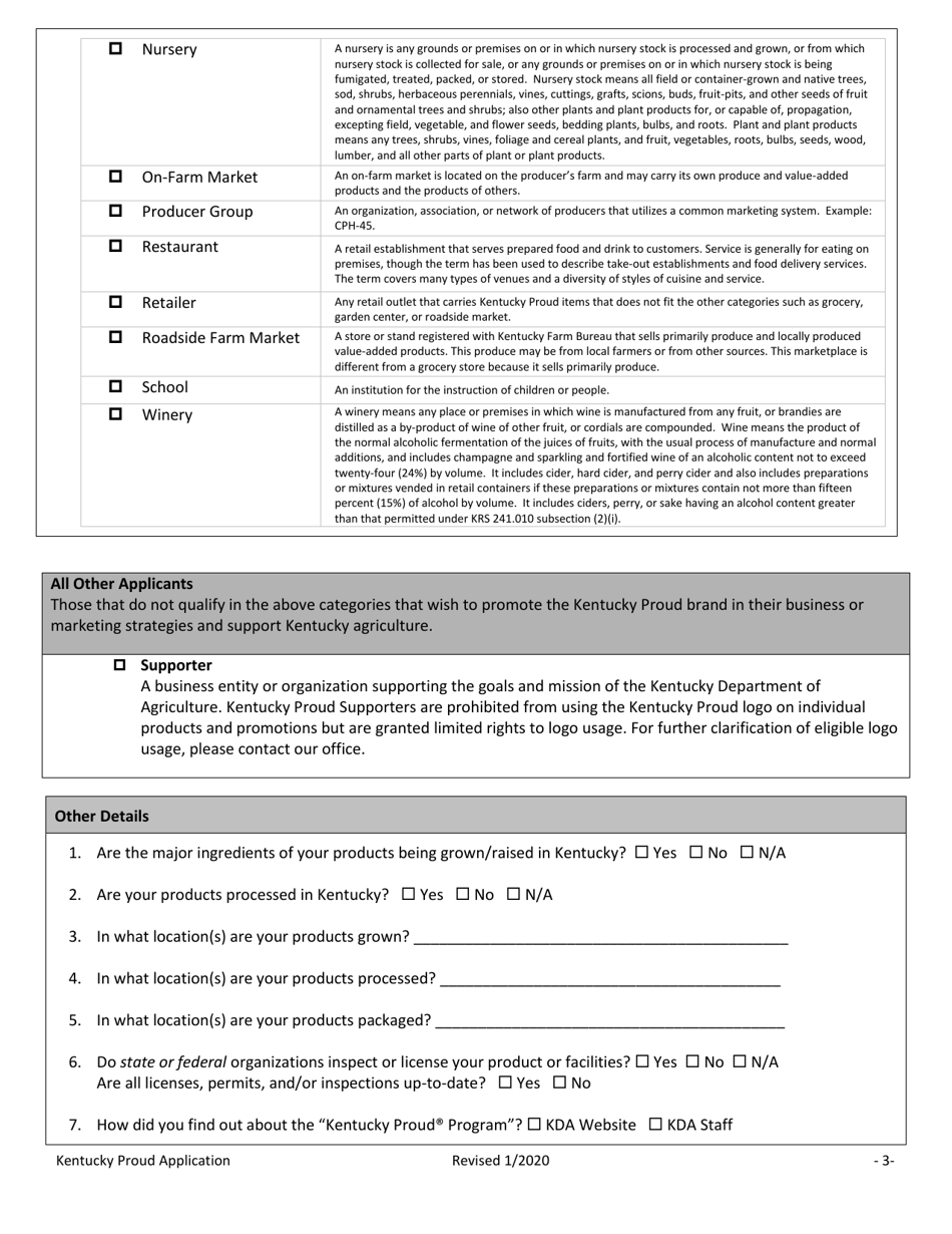 Kentucky Proud Promotional Program Application  Agreement - Kentucky, Page 3