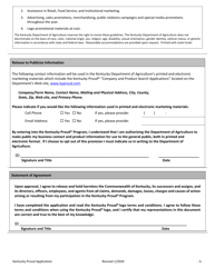 Kentucky Proud Promotional Program Application &amp; Agreement - Kentucky, Page 5