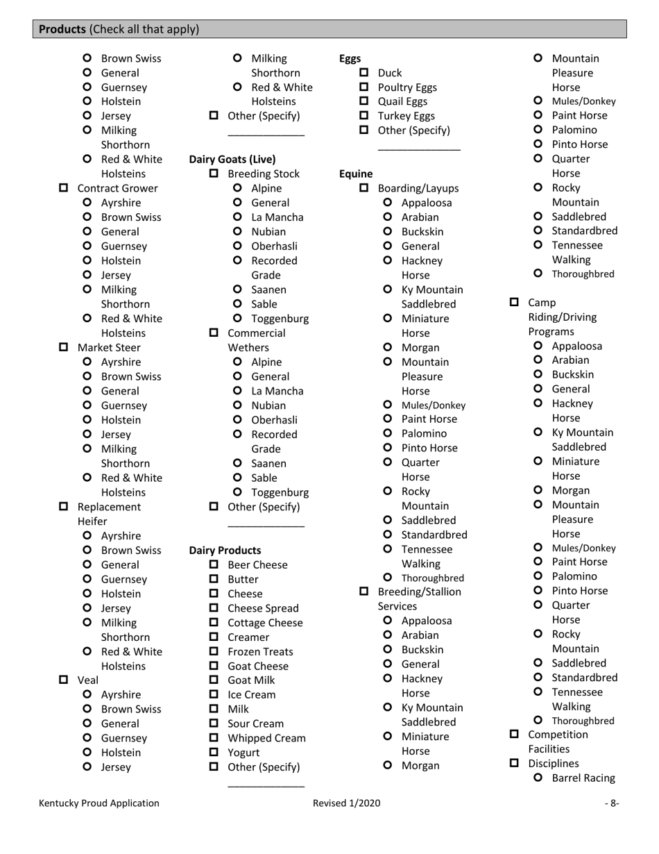 Kentucky Proud Promotional Program Application  Agreement - Kentucky, Page 8