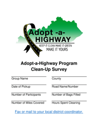 Document preview: Adopt-A-highway Program Clean-Up Survey - Kentucky
