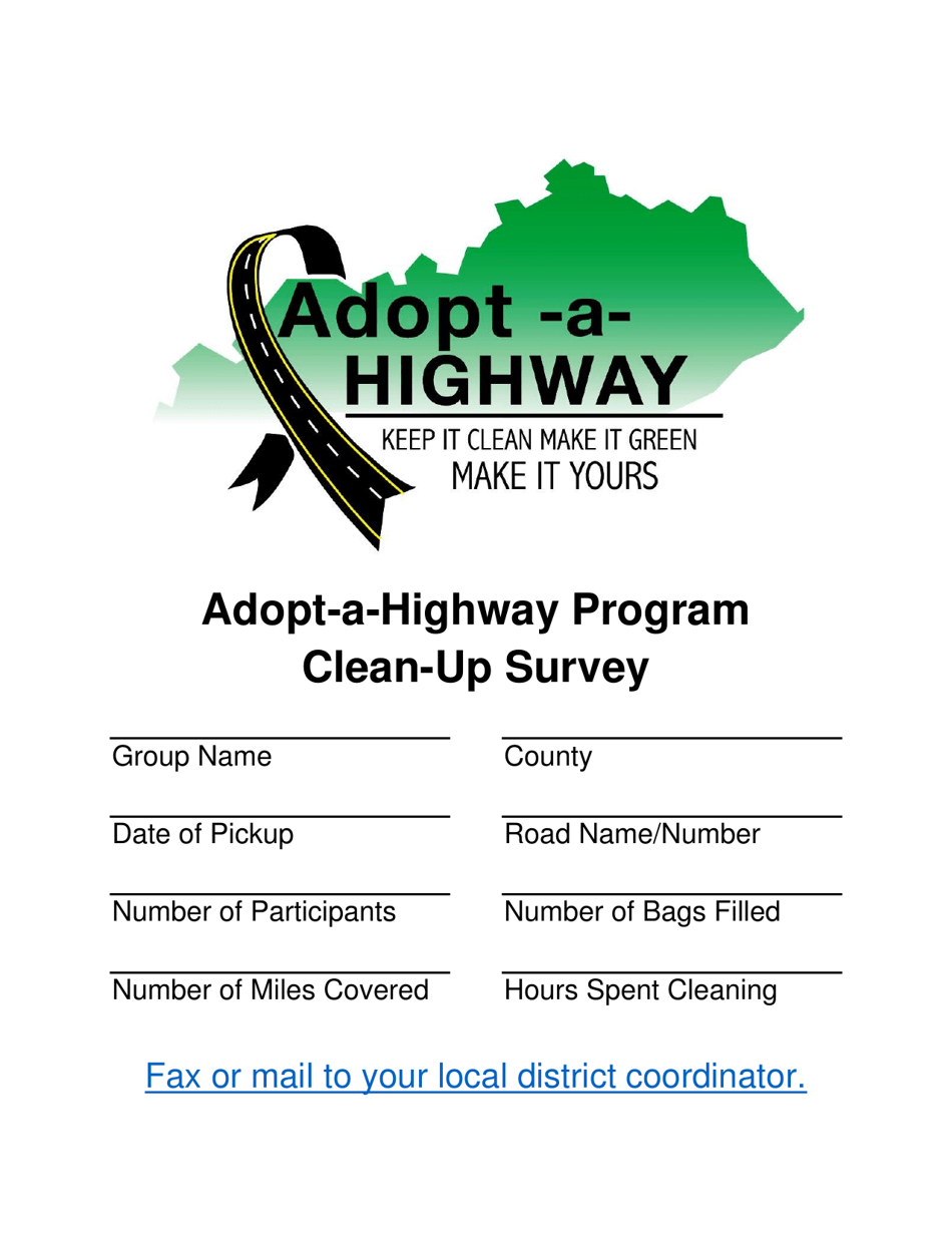 Adopt-A-highway Program Clean-Up Survey - Kentucky, Page 1